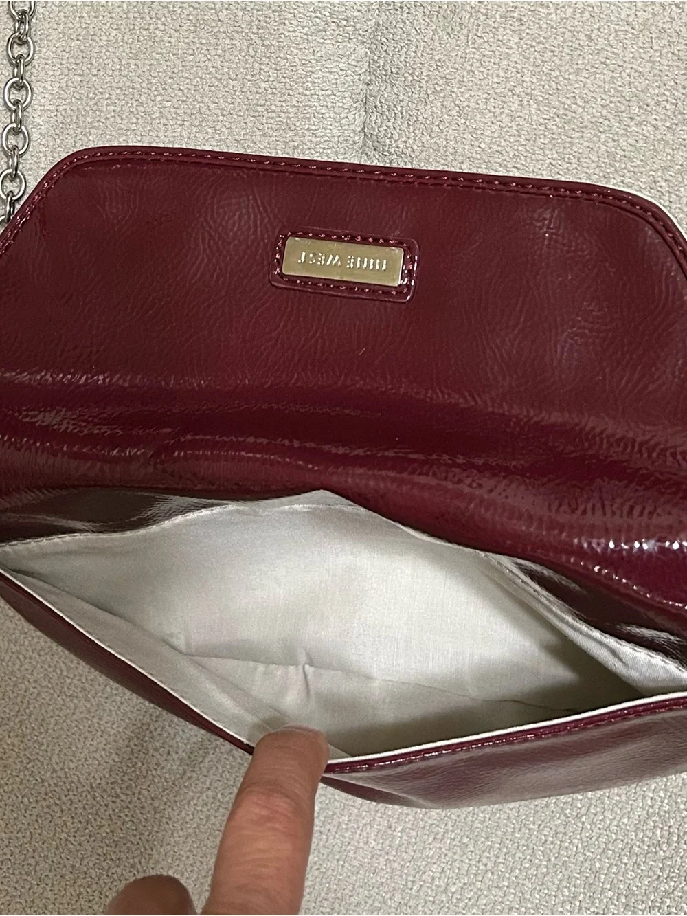 Nine West Wine Red Crossbody Bag with Chain Strap